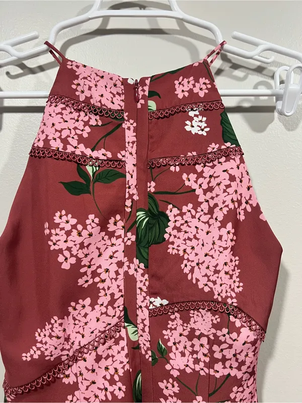 KEEPSAKE the Label Maroon Floral Halter Midi Dress Size XS - Image 5