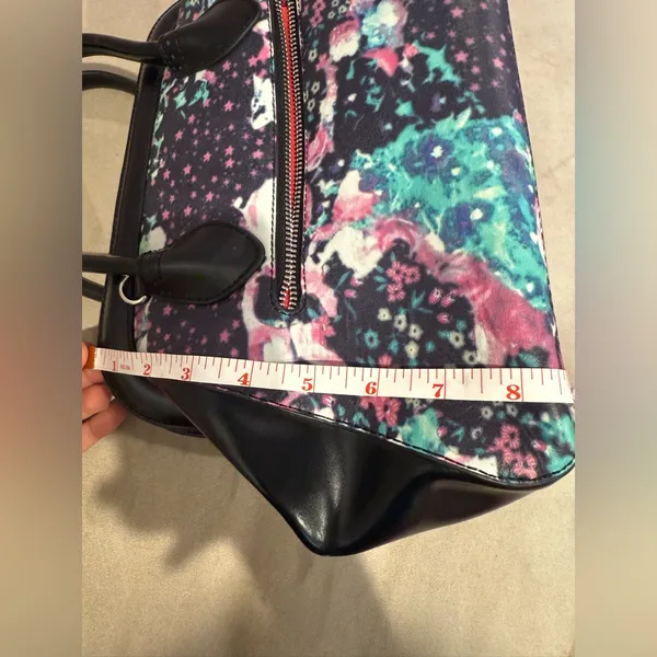 Vintage Charles Jourdan Floral‎ Black Handbag - Image 11