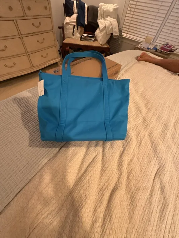Vera Bradley Small Vera Tote Bag Blue Aster Cotton - Image 4
