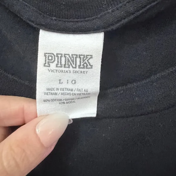 Pink Victoria's Secret Black Sequin Dog Logo Tank Size Large Casual Y2K - Image 4