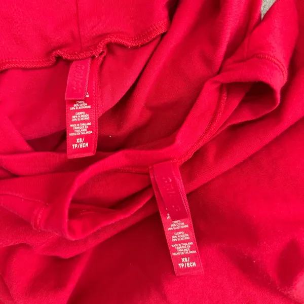 Skims Cotton Jersey Long Sleeve T-Shirt & Foldover Pants Outfit Set Red Size XS - Image 9