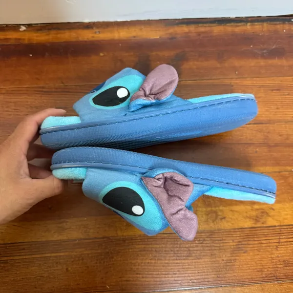 Disney Stitch Kids Blue Plush Slide Sandals - Image 3