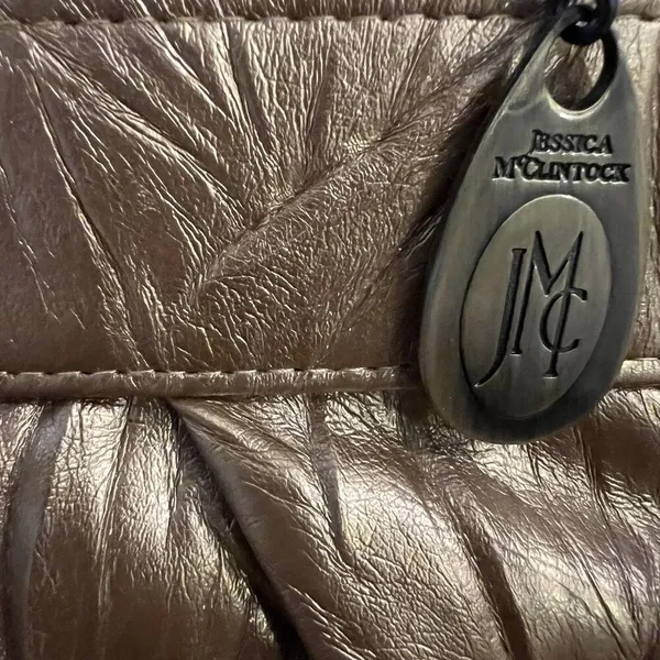 jessica mcclintock‎ purse Gold Shimmery Clutch Evening - Image 5