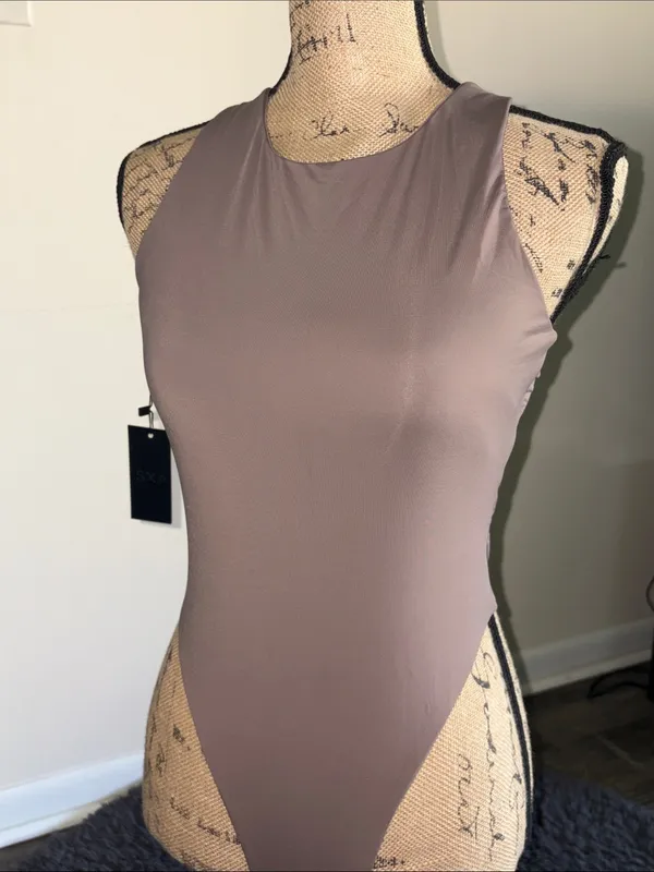 SXA Sleek Taupe High Neck Swimsuit - Image 7