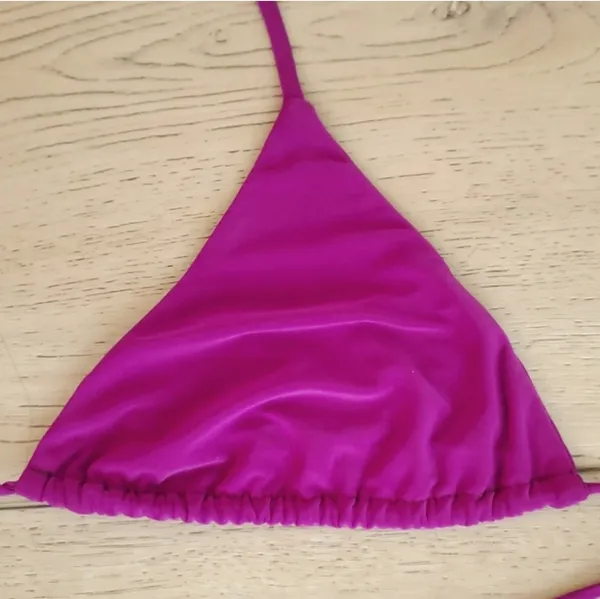Naked Wardrobe Purple Velvet Bikini Top - Image 3