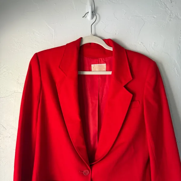 Vintage Pendleton Red Wool Blazer Jacket Womens Size‎ S Single Button USA Made - Image 2