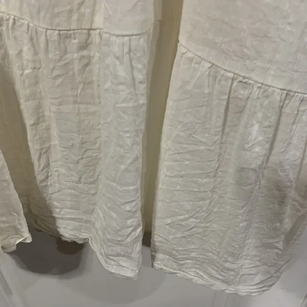 Old Navy XXL Dress One Shoulder Eyelet Lace Ruffle Tiered Midi Cream Coastal - Image 6
