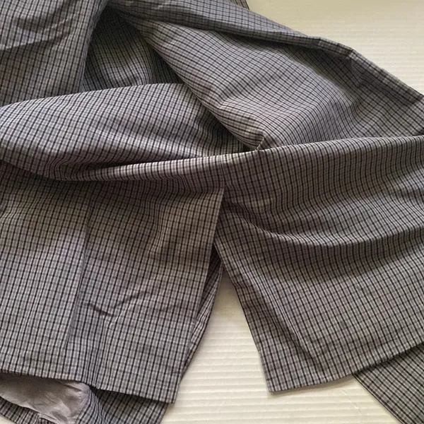 Vintage blue plaid long cotton blend trench coat, size medium - Image 11