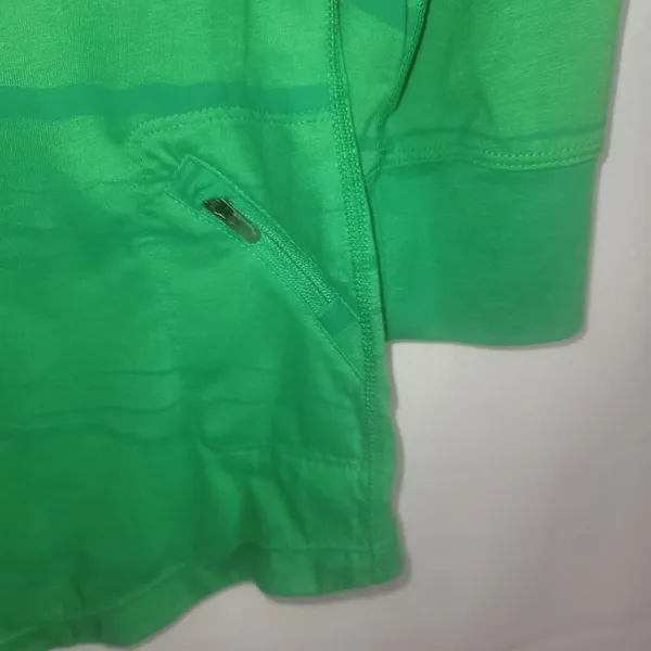 Nike DriFit Women's 1/4 Zip Running Hoodie Green Striped Pullover Hooded Shirt M - Image 5