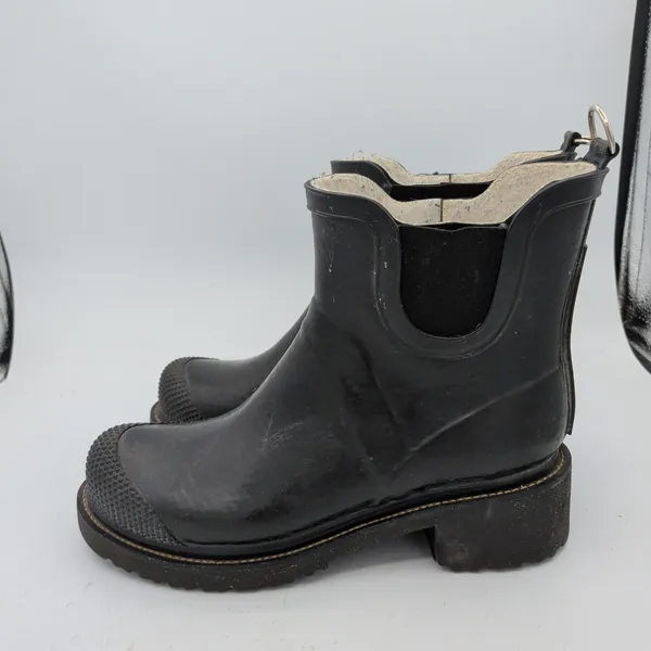 Ilse Jacobsen Rub 47 Black Rubber Chelsea Rain Boots Faux Fur Lined Size 40 - Image 2