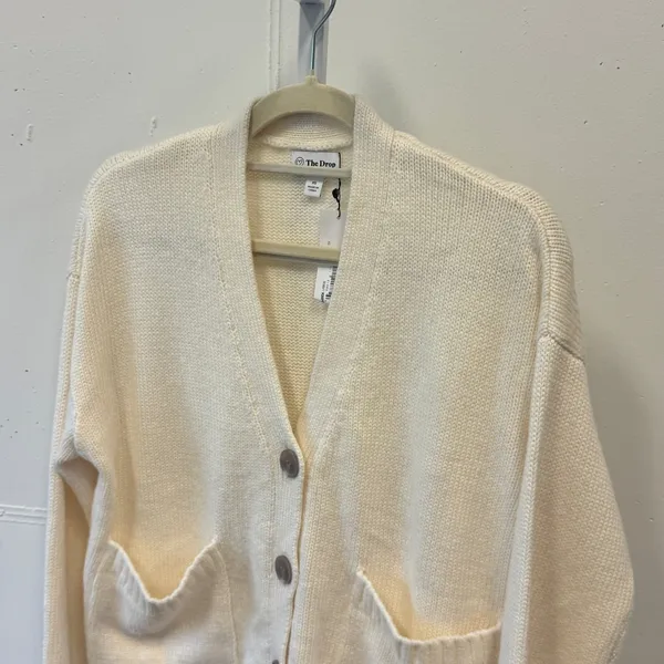 NWT The Drop Brigitte Whisper White Chunky Button Front Cardigan Sweater XS - Image 3