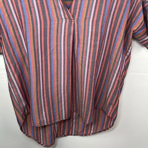 Madewell Womens Courier Button Back Shirt Rainbow Stripe Oversized size XS - Image 3