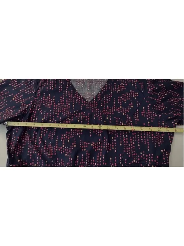 Dickies Unisex Nurse Doc Vet Scrub Top Pockets Size Small Navy with Dots - Image 6