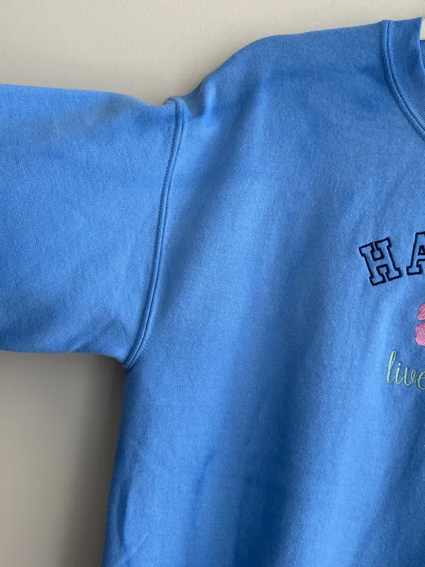 Hawaii Live Aloha Gildan Hibiscus Embroidered Sweatshirt, Blue, Size Medium - Image 6