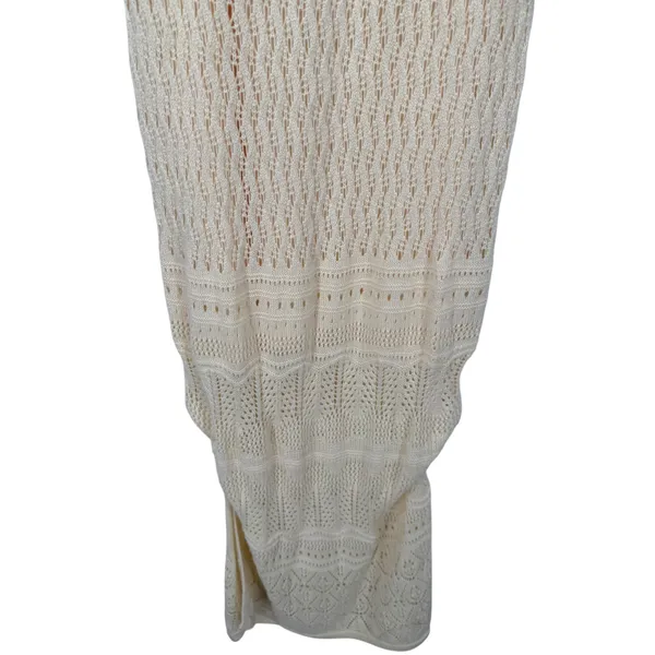 Tahari Womens Open Knit Sleeveless Maxi Dress Cream Size Small Resortwear Beach - Image 7