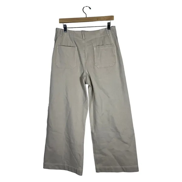 NWT Bohme Wide Leg Solid Crop Pants Tan Minimalist High Rise Pockets Size XL - Image 4
