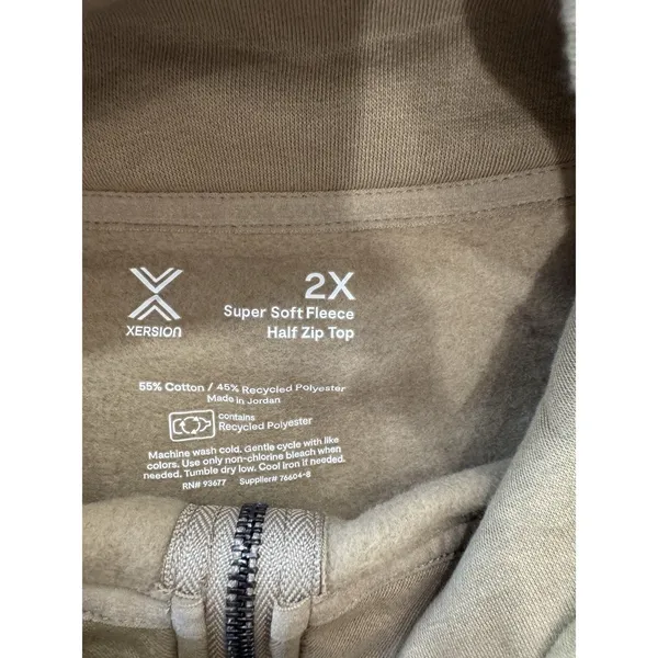Xersion Women's Plus 2X Oversized Half Zip Pullover Sweatshirt Tan NEW - Image 9