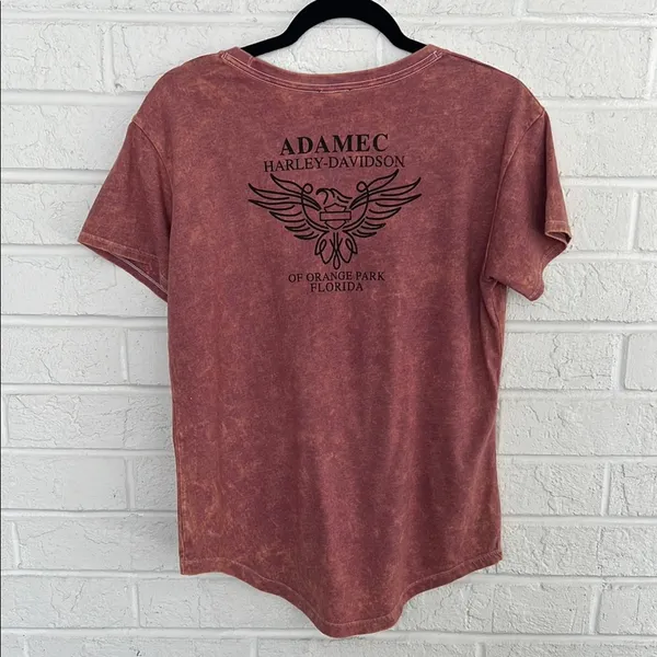Harley-Davidson Pink Black Graphic Short Sleeve Tee - Image 3