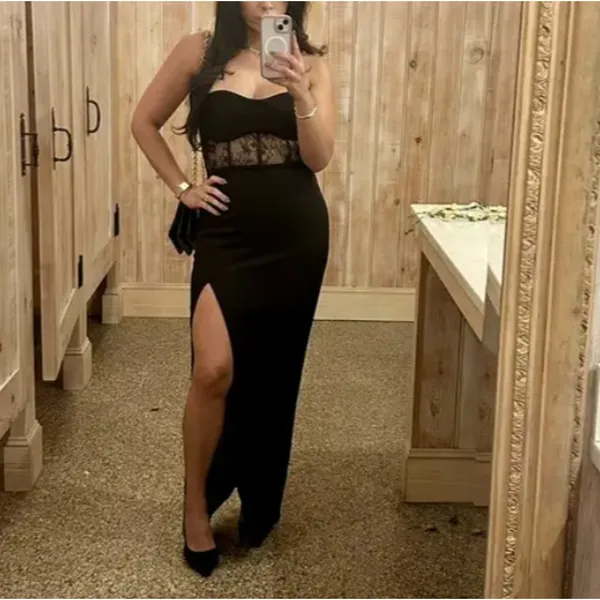 Elle Zeitoune Black Strapless Gown SMALL Bodycon Corset Bustier Designer $390 - Image 9