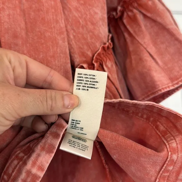 Free people orange mineral wash Ainsley ruffle blouse small - Image 7