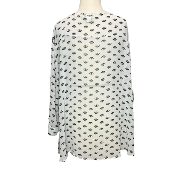 Torrid Ivy Eye Blouse Womens 3X White Black Chiffon Roll Tab Sleeve Mystical Top - Image 4