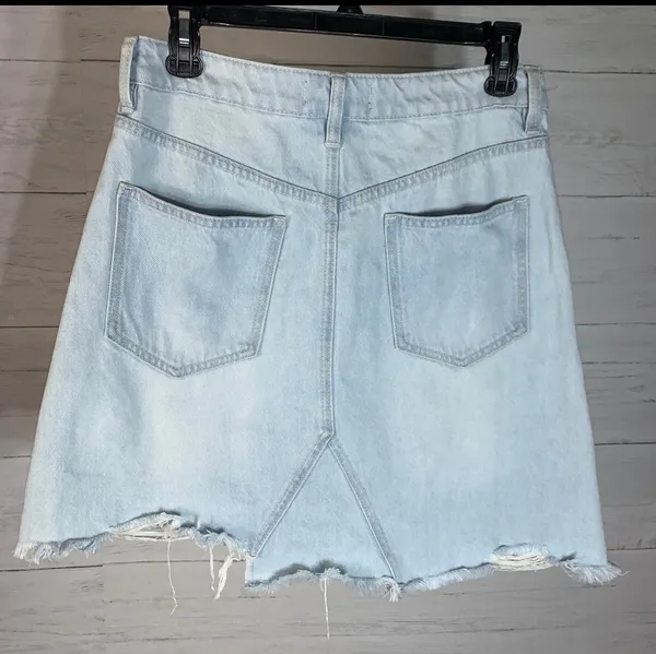 We the Free Going Rogue Distressed Denim Jean Skirt Size 27 - Image 4
