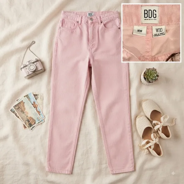 BDG Urban Outfitters Mom Jeans Pink High Waisted Tapered Leg W30‎ - Image 2
