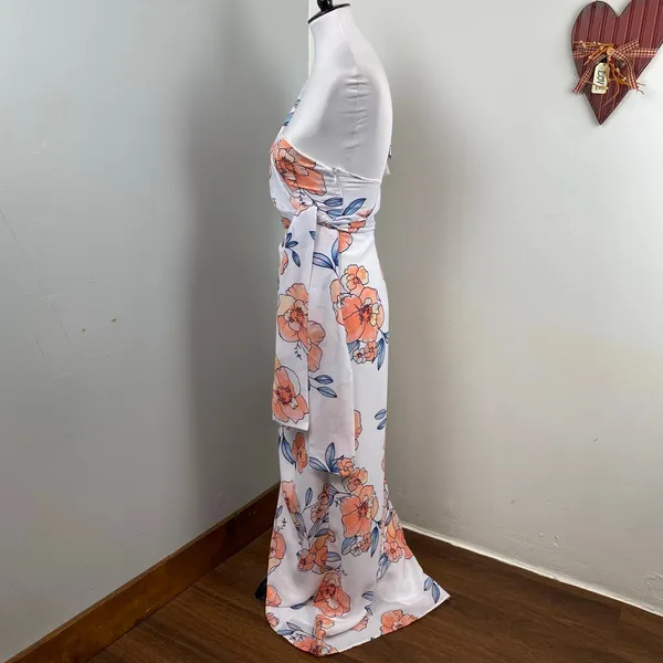 Sabo Skirt Nisha White Floral Strapless Wrap Dress XS - Image 7