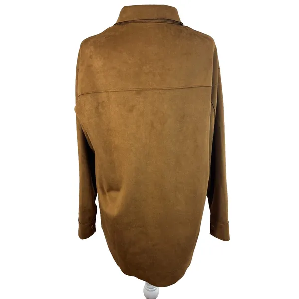 Well Worn Shacket Womens S Brown Faux Suede Snap‎ Buttons Chic Casual Minimalist - Image 5