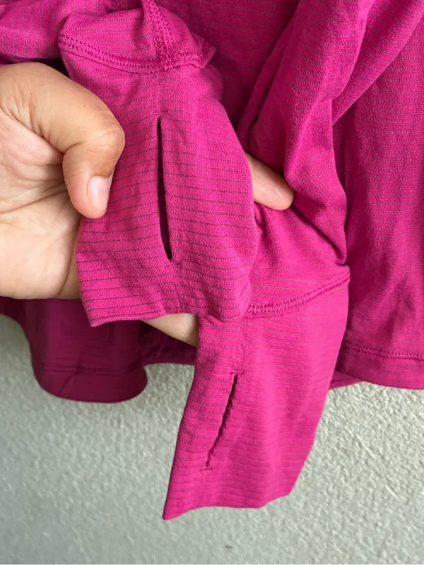 Lululemon Shirt Womens Pink Micro Stripes Swiftly Tech Long Sleeve Thumbholes 10 - Image 9