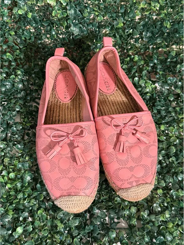 Coach Carson Espadrille pink with tassels, womens shoes size 9 - Image 2