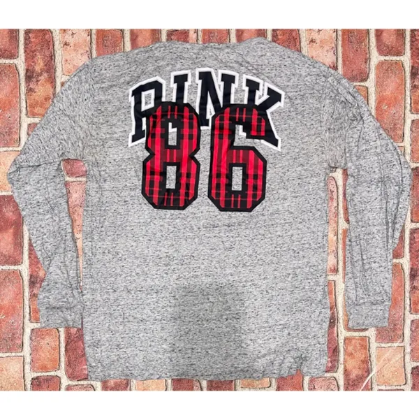 PINK - Victoria's Secret Pre-Owned Campus Tee Long Sleeve Gray 86 Plaid Size M - Image 2