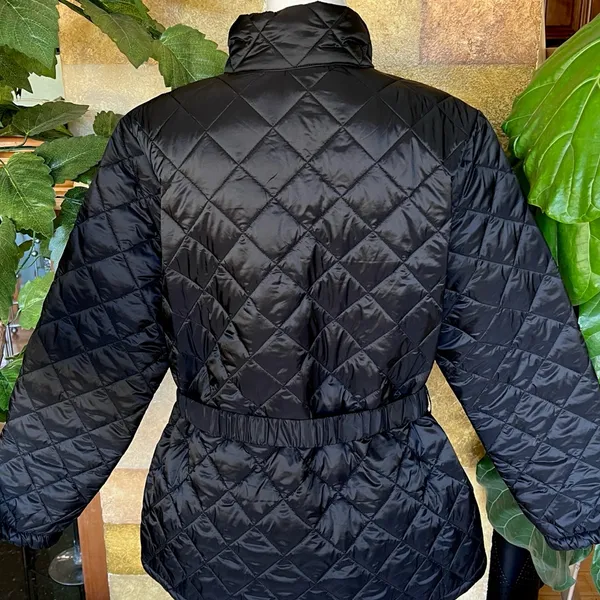 NEW 32 Degrees Women’s Diamond Quilt Belted Puffer Mock Neck Black Jacket Size L - Image 10