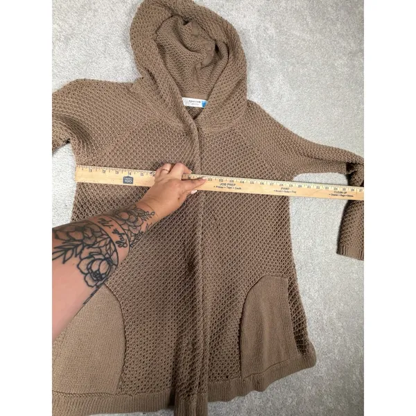 sparrow hooded snap button sweater brown‎ pockets L Brown Size L - Image 8