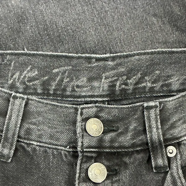 We The Free Free People High Rise Distressed Straight Leg Jeans Black Size 31 - Image 5