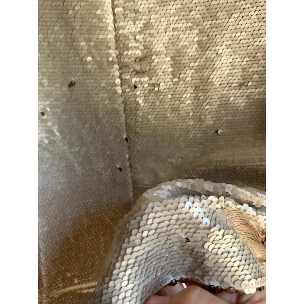 Fabrik Champagne Rose Gold Sequin Top Small Short Sleeve Party Holiday - Image 3