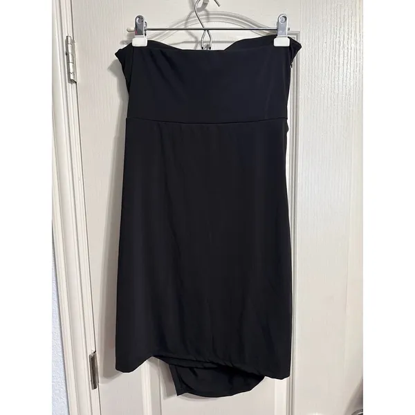 Klassy Network Black Halter Tie Brami Ruched Mini Dress Bodycon Asymmetric LBD - Image 4