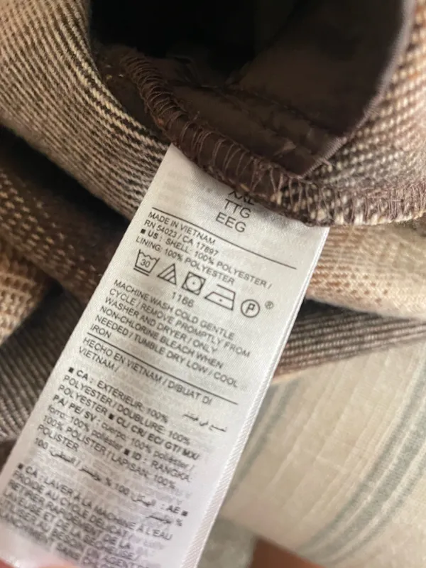 Old Navy Oversized Plaid Faux Wool Shacket Jacket Brown Cream XXL - Image 3