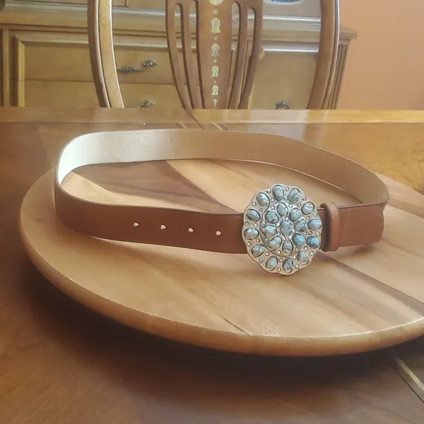 Leather Rock leather Belt 36/L Blue - Image 4
