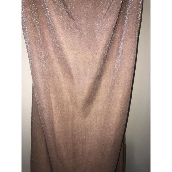 Revolve Donna Mizani Carrie Midi Dress Pink Nude Size S Metallic Asymmetric Hem Coquette - Image 7