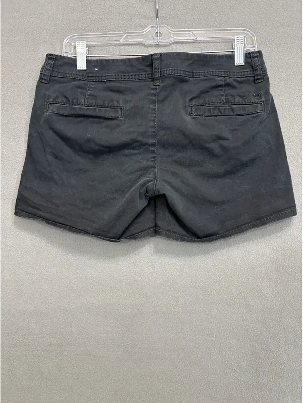 American Eagle Outfitters Black Chino Shorts Mid Rise Stretch Pockets Size 4 - Image 3