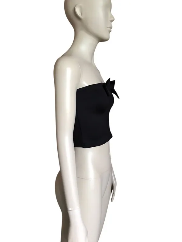 Edikted Black Bow Strapless Crop Top - Image 3