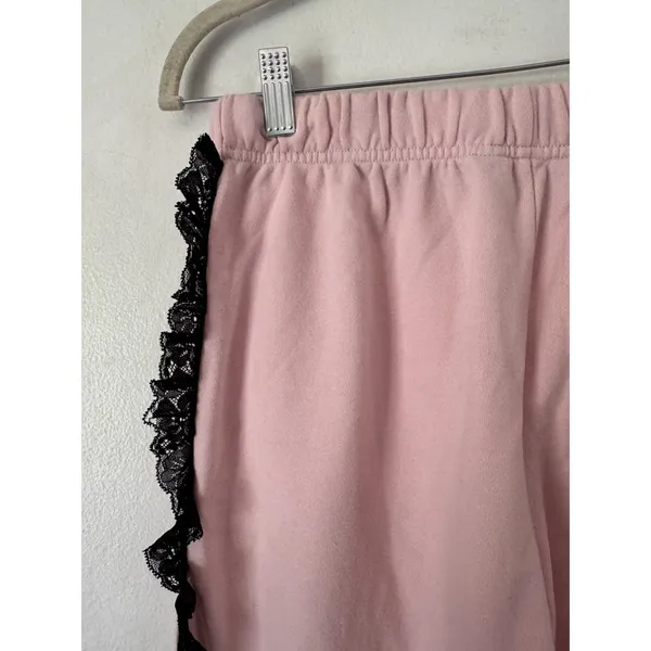 Teddy Fresh Pink Black Lace Jogger Sweatpants Women’s Size Small - Image 5