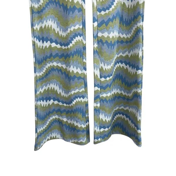 Urban Outfitters‎ Flare Pants Womens XS Green Abstract Psychedelic Knit Y2K - Image 3