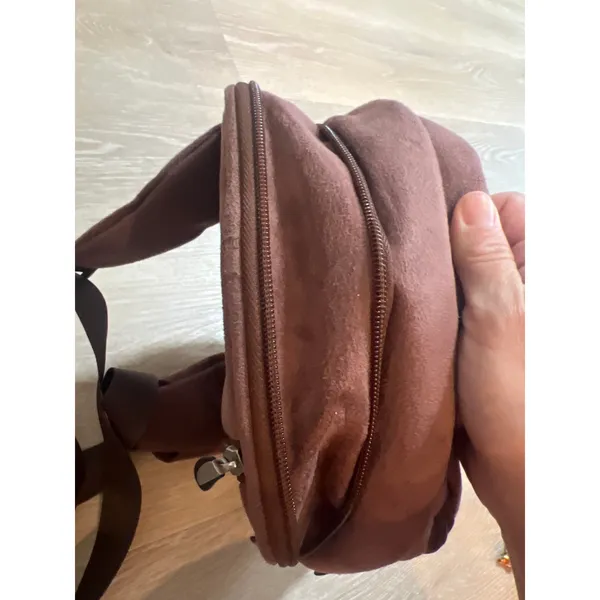 Travelon Microsuede Elliptical 2 Compartment Brown Sling Bag Safe Travel - Image 8