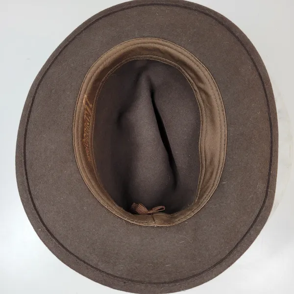 Indiana Jones Brand Wool Hat Mens Small Brown Stylish Bow Ribbon Band 12" Fedora - Image 16