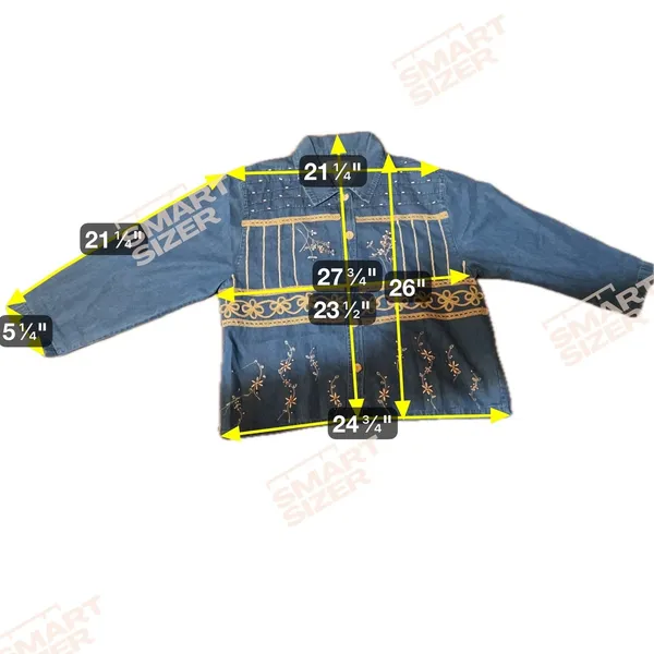 Tantrums Jacket Women XL Blue Good Vintage‎ Embroidered Beaded Denim Retro - Image 12