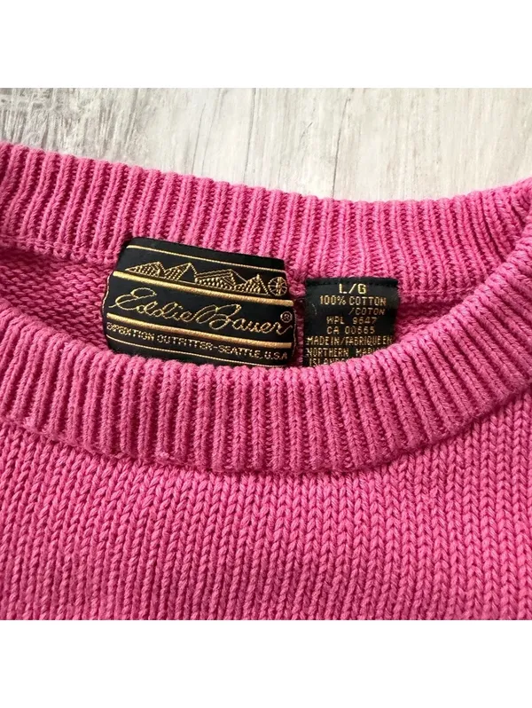 VINTAGE Eddie Bauer Gorpcore Indie Sleaze Cotton Knit Crewneck Sweater large - Image 4