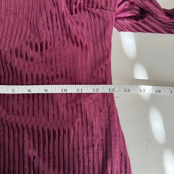 Forever 21 Velvet Dress S Burgundy Ribbed Bodycon Mini Long Sleeve Open Back NWT - Image 9