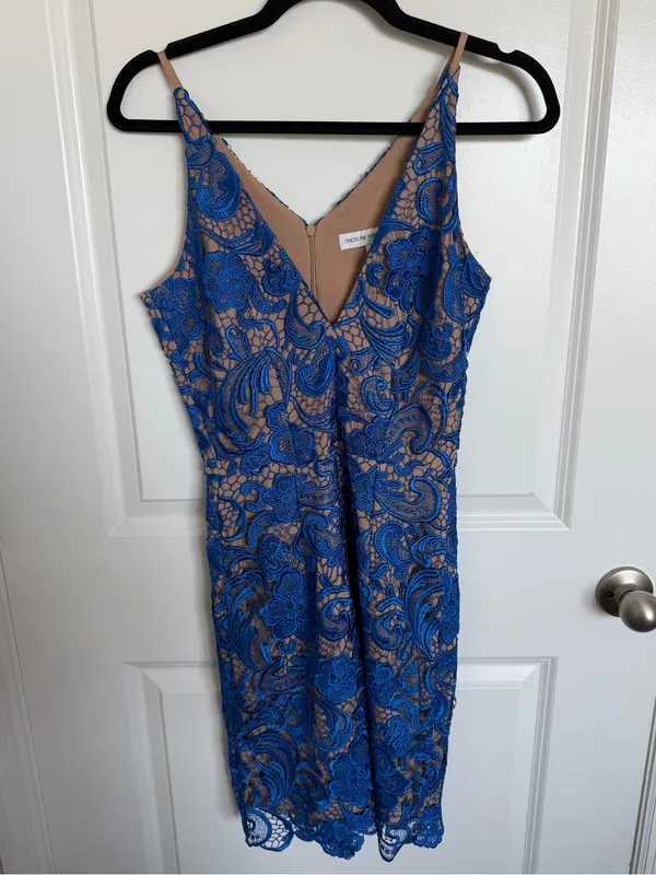 Dress The Population Allie Blue Lace Dress Small - Image 2